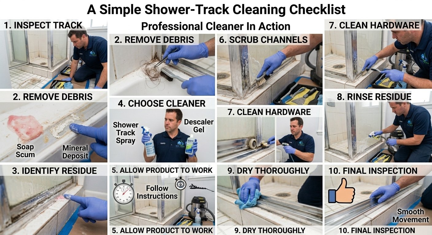 Shower track cleaning checklist for a clean and hygienic bathroom