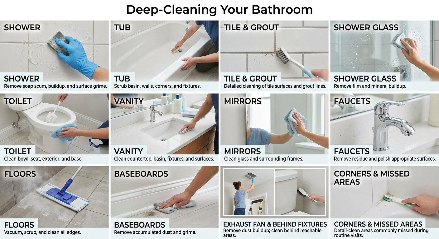 What a bathroom deep cleaning service includes